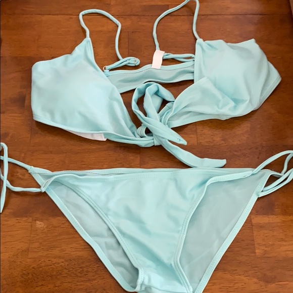 light blue bikinis